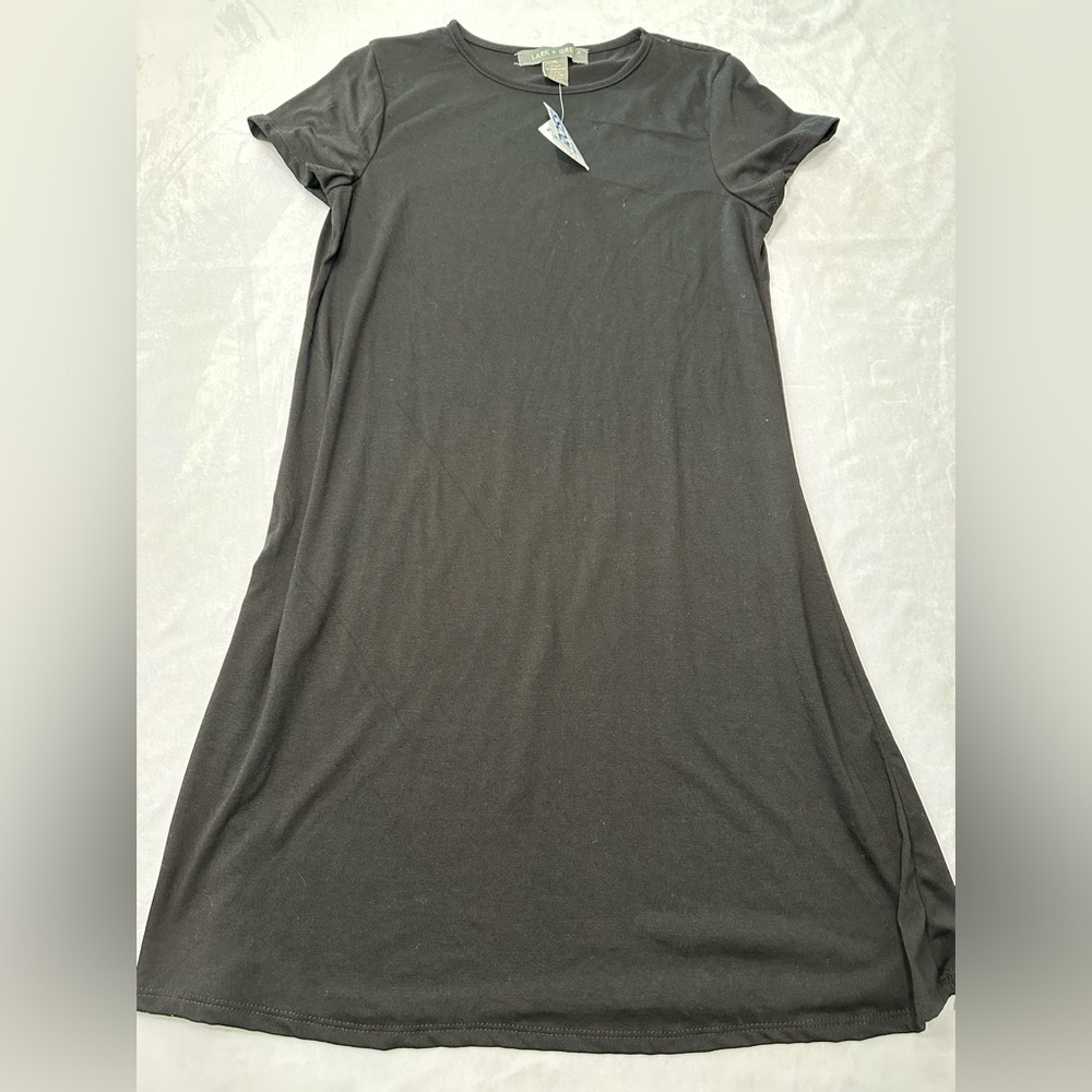 NWT Lark + Grey‎ Black T-Shirt Midi Dress Womens Size XL